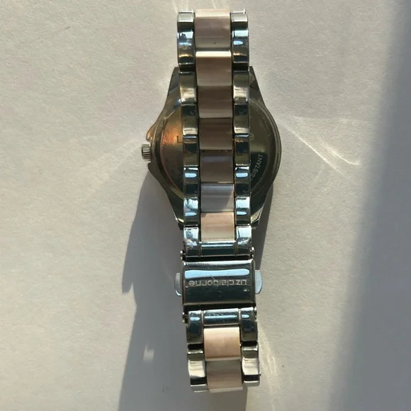 Liz Claiborne Silver Two-Tone Crystal Accent Bracelet Watch - Picture 5 of 8